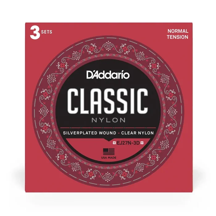 D‘Addario EJ27N Student Classical Normal Tension Full Size Guitar Strings 3-Pack
