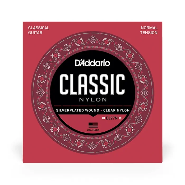 D‘Addario EJ27N Student Nylon Classical Guitar Strings, Normal Tension, Clear/Silverplated Wound