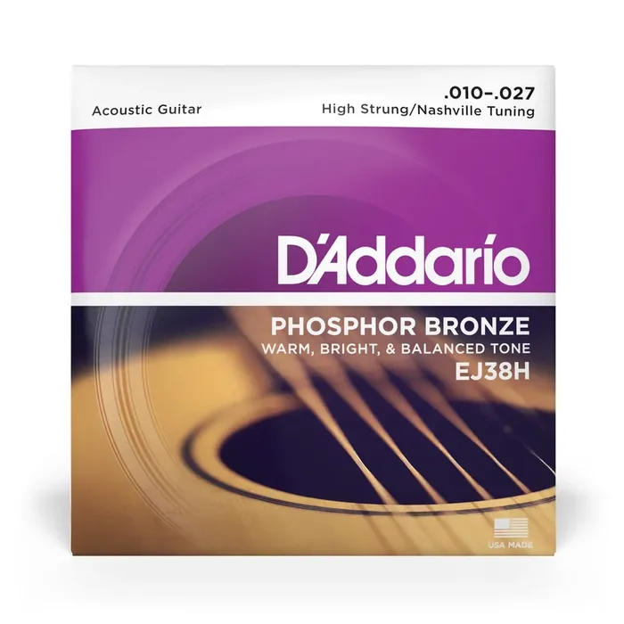 D‘Addario EJ38H Phosphor Bronze 10-27 High-Strung Acoustic Guitar Strings, Nashville Tuning