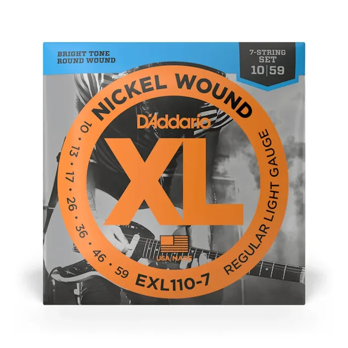 D‘Addario EXL110-7 Nickel Wound Electric Guitar Strings, 7-String, Regular Light, 10-59