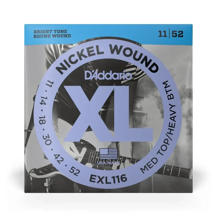 D‘Addario EXL116 Nickel Wound 11-52 Electric Guitar Strings, Medium Top Heavy Bottom