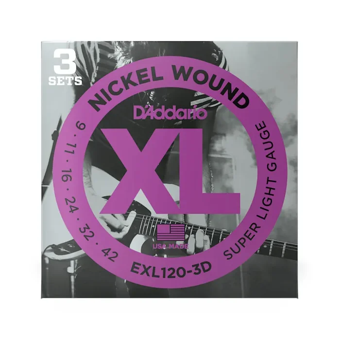 D‘Addario EXL120-3D Nickel Wound Electric Guitar Strings, Super Light, 3 Sets