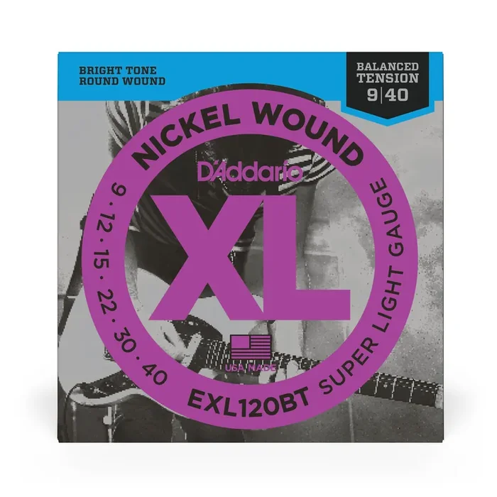 D‘Addario EXL120BT Balanced Tension Nickel Wound 9-40 Electric Guitar Strings, Light