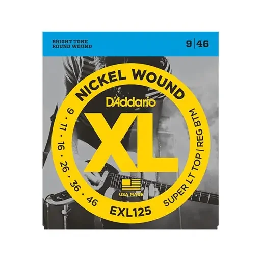 D‘Addario EXL125 Nickel Wound Electric Guitar Strings, Super Light Top/ Regular Bottom, 9-46
