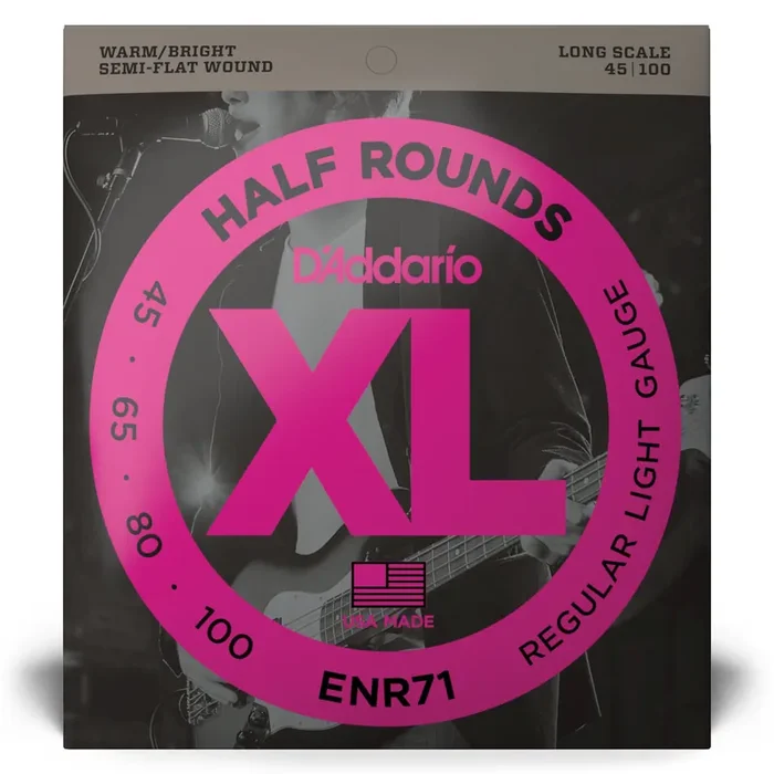 D‘Addario Half Round Pure Nickel 45-100 Bass Guitar Strings, Long Scale [ENR71]
