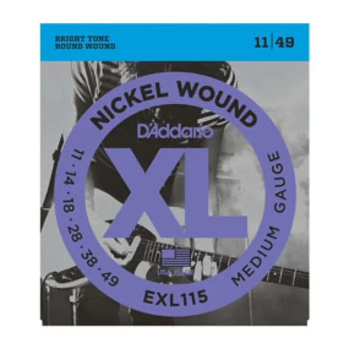 D‘Addario Nickel Wound Electric Guitar Strings, EXL115 Medium/Blues-Jazz Rock, 11-49