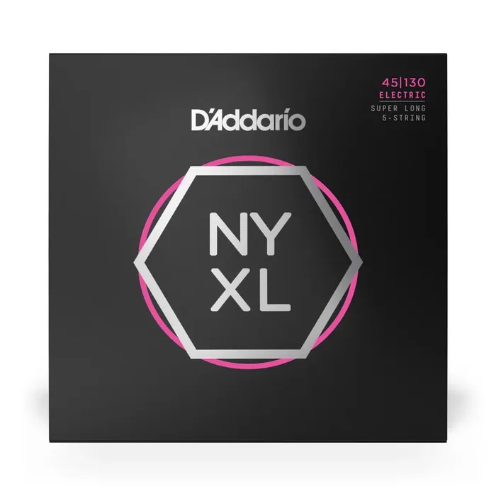 D‘Addario NYXL Nickel Wound 45-130 5-String Bass Guitar Strings, Super Long [NYXL45130SL]