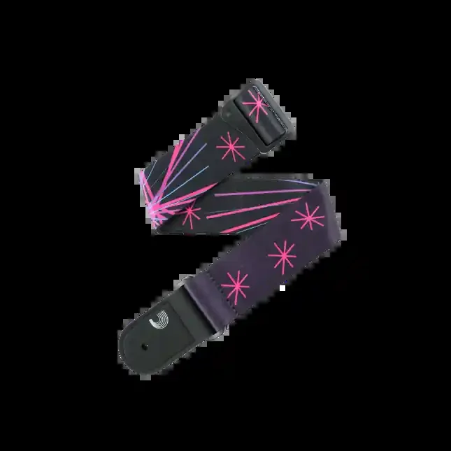 D‘Addario Outrun Poly Guitar Strap – Neon Stars