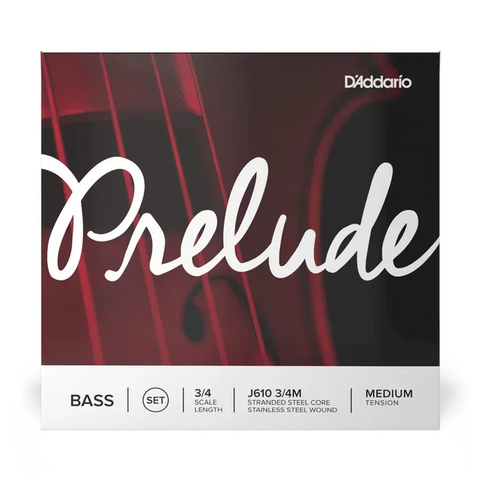 D‘Addario Prelude Medium Tension Double Bass Strings, 3/4 Standard Scale