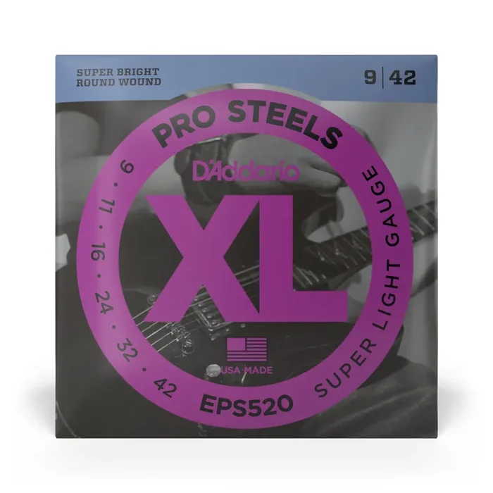 D‘Addario Pro Steels Stainless Steel 9-42 Electric Guitar Strings, Super Light