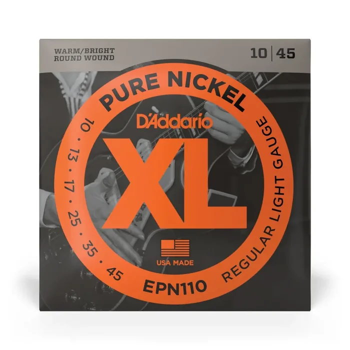 D‘Addario Pure Nickel 10-45 Electric Guitar Strings, Regular