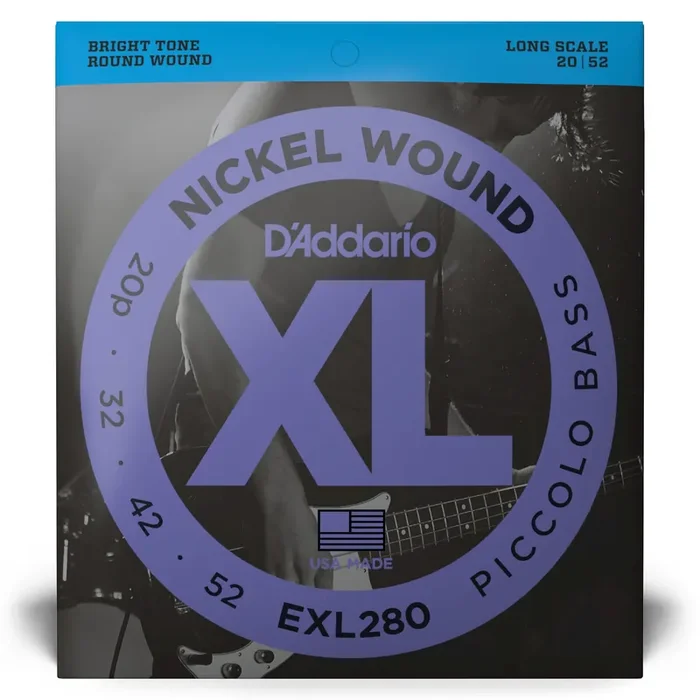 D‘Addario XL-Series Nickel Wound 20-52 Piccolo Bass Guitar Strings, Long Scale [EXL280]