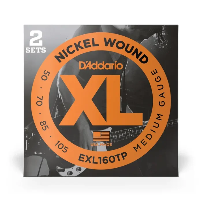 D‘Addario XL-Series Nickel Wound 50-105 Bass Guitar Strings, Long Scale [EXL160TP], 2-Pack
