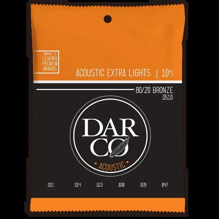 Darco 80/20 Bronze 10-47 Acoustic Guitar Strings, Extra Light