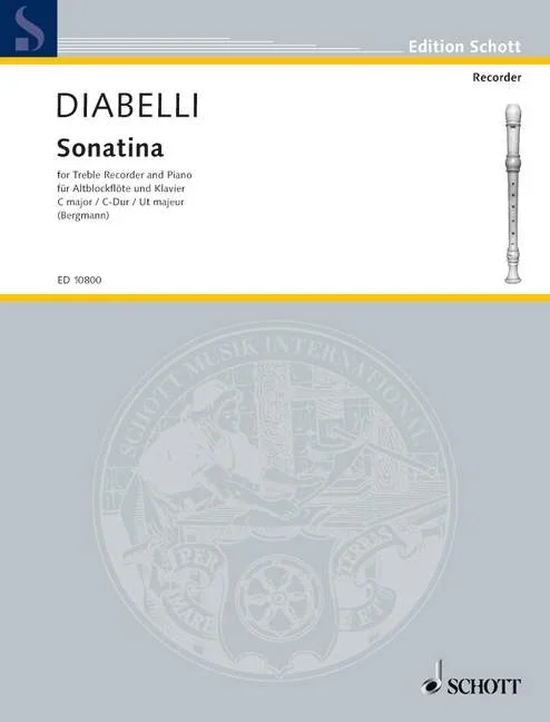 Diabelli, Anton : Diabelli, Anton : Sonatina C Major, – treble recorder and piano – Schott Digital