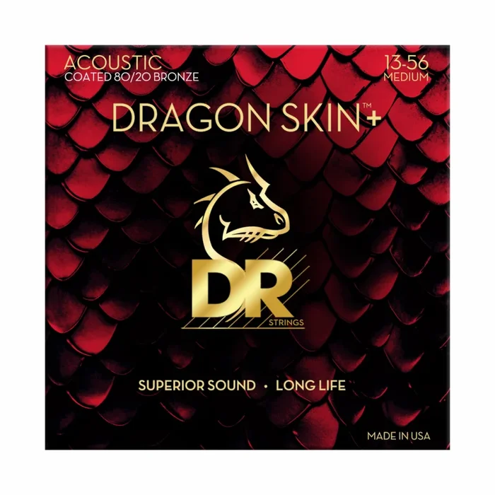 DR Dragon Skin+ 80/20 Acoustic Guitar Strings 13-56