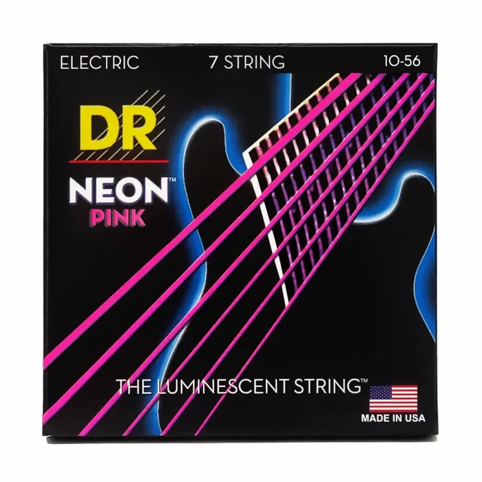DR Hi-Def Neon Pink 7-String Electric Guitar Strings Medium 10-56 K3 Coated