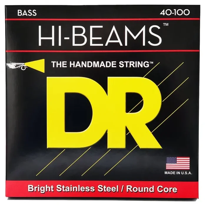 DR Strings HI-BEAM Stainless Steel 40-100 Bass Guitar Strings, 4-String, Long Scale