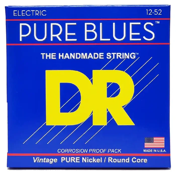 DR Strings PURE BLUES Pure Nickel 12-52 Electric Guitar Strings, Jazz