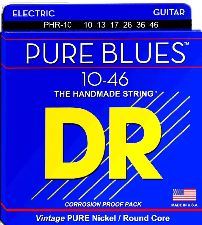 DR Strings Pure Blues Pure Nickel PHR10 Light Electric Guitar Strings 10-46