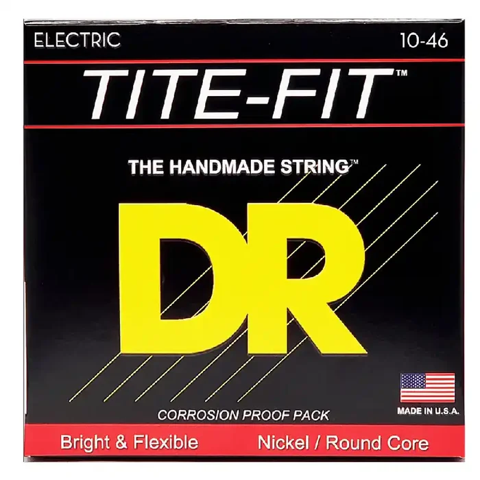 DR Strings TITE-FIT Nickel Wound 10-46 Electric Guitar Strings, Medium