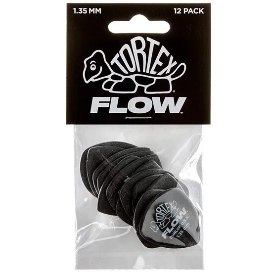 Dunlop Tortex Flow Guitar Pick 12-Pack – Black (1.35mm)