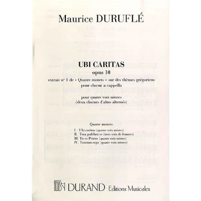 Duruflé, Maurice – Quatre Motets: Ubi Caritas Op.10 N 1