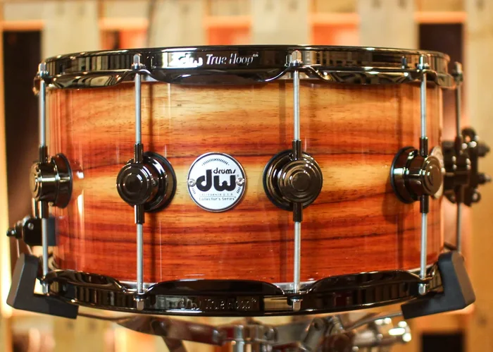 DW 7×14 Collector’s Maple 333 Natural Lacquer over Horizontal Padauk Snare Drum – SO#1409991