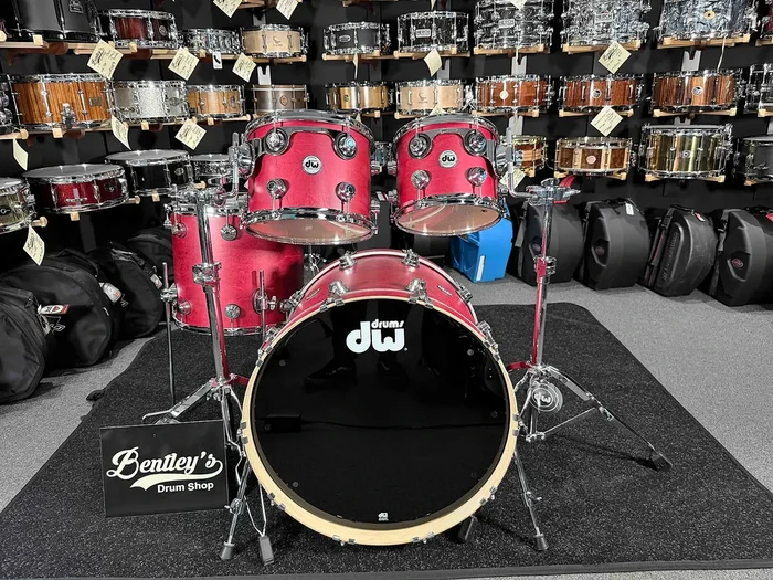 DW Collector’s Series SSC Pure Maple 4-Piece 10/12/16/22 Drum Kit Set in Cherry Satin Oil Stain w/ Chrome Hardware