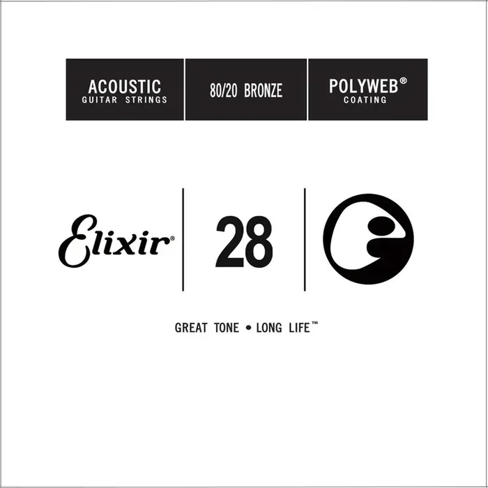 Elixir 13128 Polyweb 80/20 Bronze Wound Acoustic Guitar Strings 0.028
