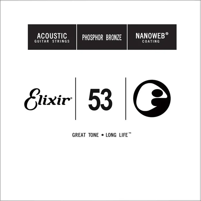 Elixir 14153 Nanoweb Phosphor Bronze Acoustic Guitar Single String, .053