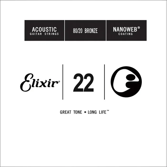 Elixir 15122 Nanoweb 80/20 Bronze Acoustic Guitar Single String, .22