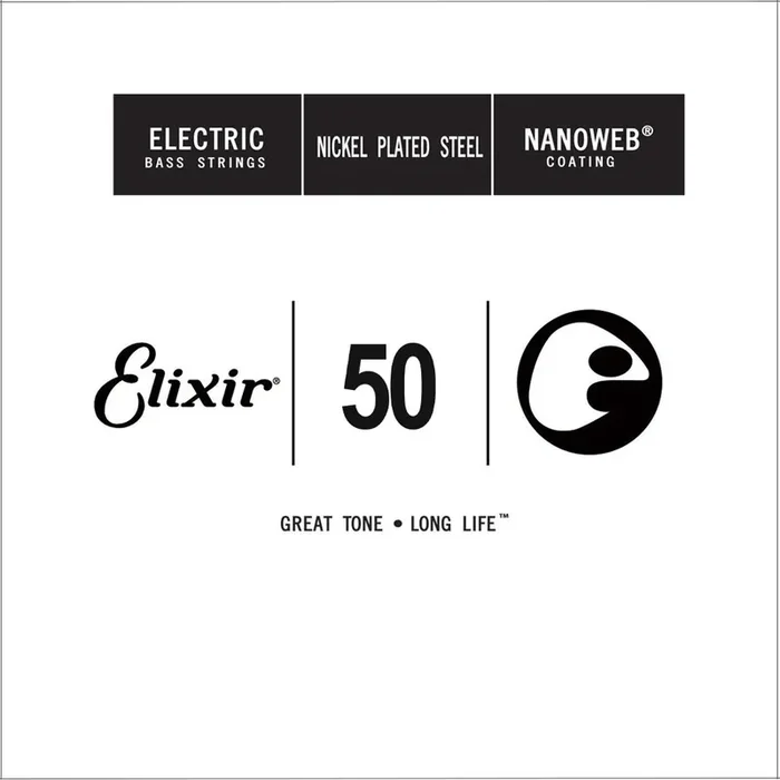 Elixir 15350 Nanoweb Nickel Plated Steel Bass Guitar Single String, Long Scale, .050