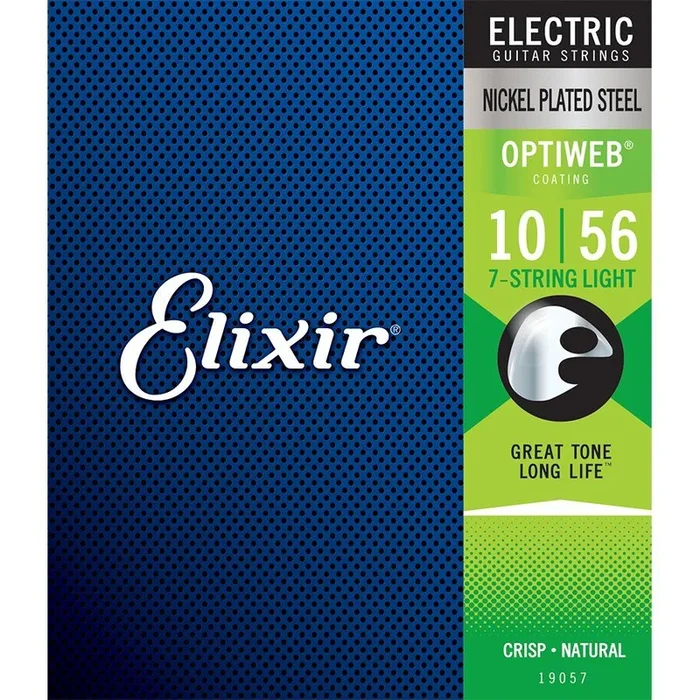 Elixir 19057 Optiweb Nickel Plated Steel 7-String Electric Guitar Strings 10-56