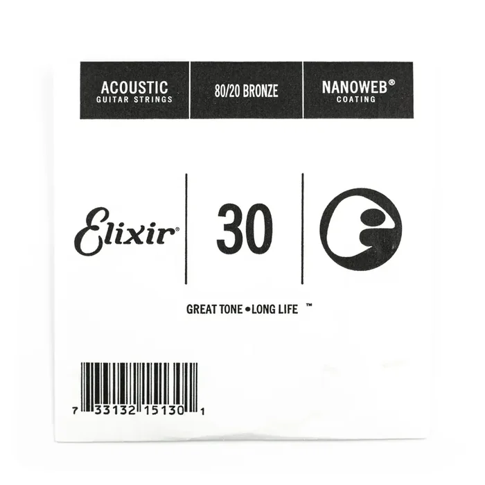 Elixir Nanoweb 80/20 Bronze 30 (.030″) Acoustic Guitar Single String
