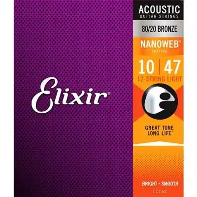 Elixir Nanoweb Light 80/20 Bronze 12 String Acoustic Strings