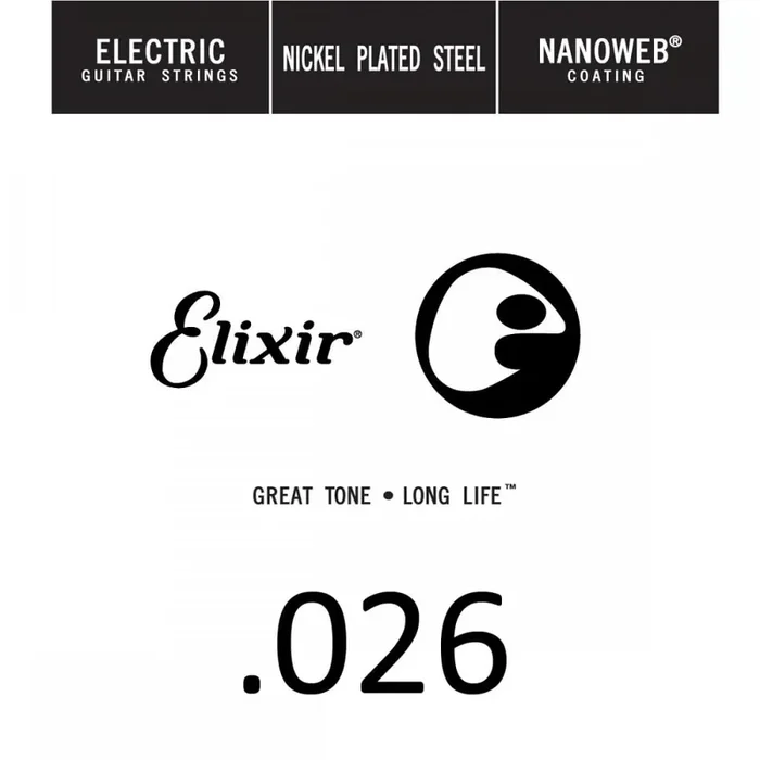 Elixir Nanoweb Nickel Wound 26 (.026″) Electric Guitar Single String