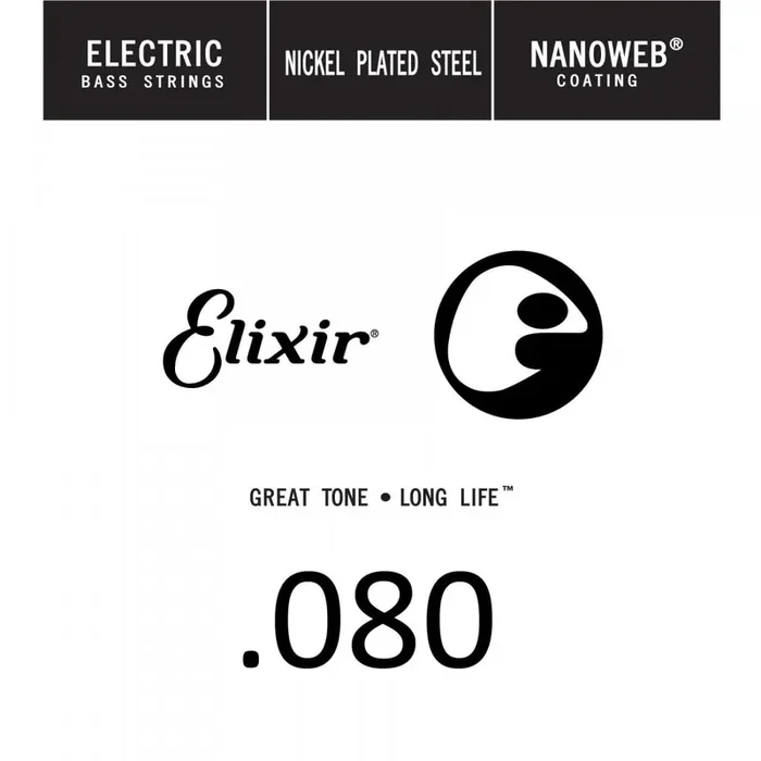 Elixir Nanoweb Nickel Wound 80 (.080″) Bass Single String, Long Scale