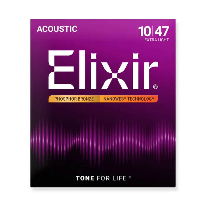 Elixir Nanoweb Phosphor Bronze 10-47 Acoustic Guitar Strings [16002]