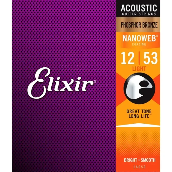 Elixir Nanoweb Phosphor Bronze 12-53 Acoustic Guitar Strings [16052]