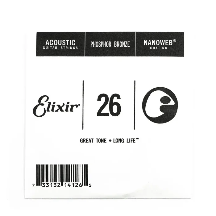 Elixir Nanoweb Phosphor Bronze 26 (.026″) Acoustic Guitar Single String