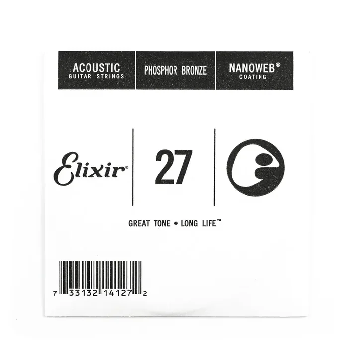 Elixir Nanoweb Phosphor Bronze 27 (.027″) Acoustic Guitar Single String