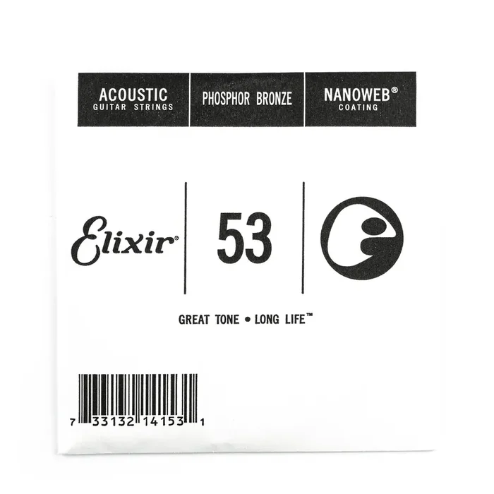 Elixir Nanoweb Phosphor Bronze 53 (.053″) Acoustic Guitar Single String