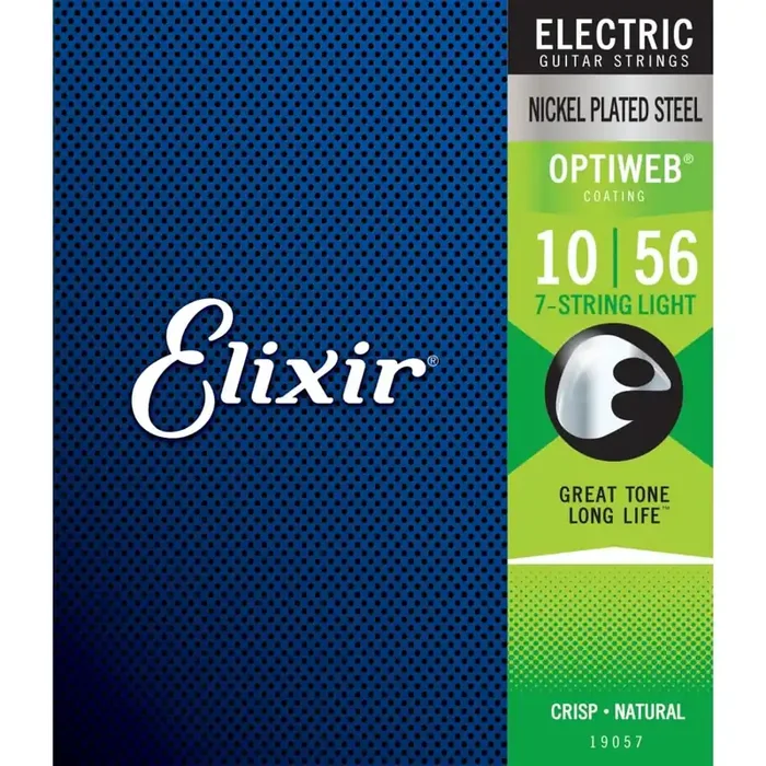Elixir Optiweb Nickel Wound 7-String 10-56 Electric Guitar Strings, Light [19057]