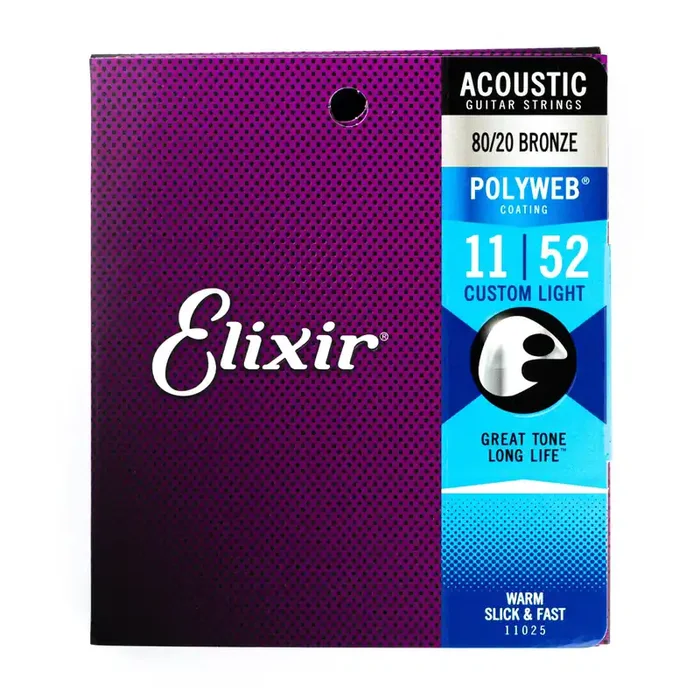 Elixir Polyweb 80/20 Bronze 11-52 Acoustic Guitar Strings [11025]