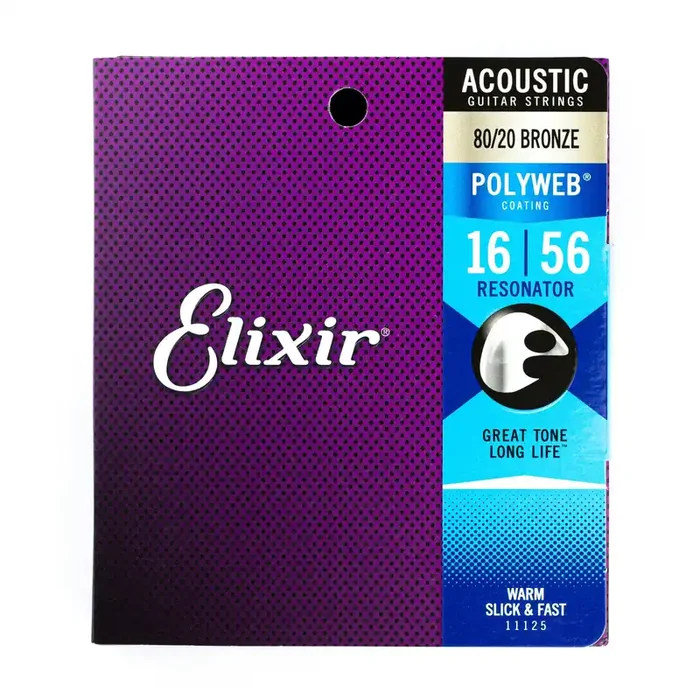 Elixir Polyweb 80/20 Bronze 16-56 Resonator Acoustic Guitar Strings [11125]