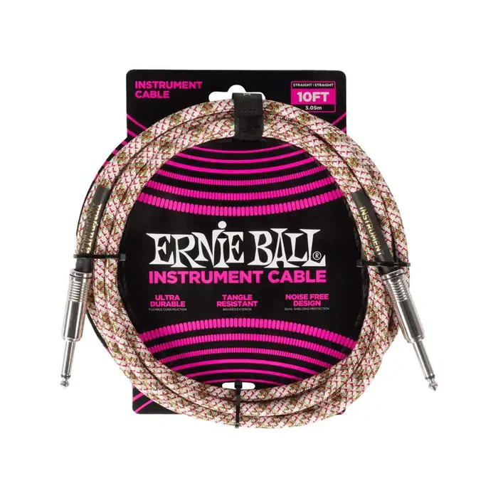 Ernie Ball 10FT Straight / Straight Braided Instrument Cable, Emerald Argyle
