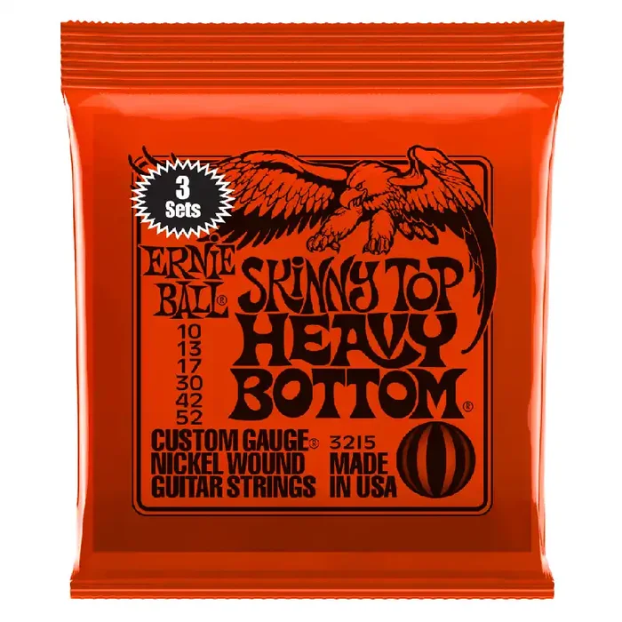 Ernie Ball 2215 Skinny Top Heavy Bottom Slinky 10-52 Electric Guitar Strings, 3-Pack