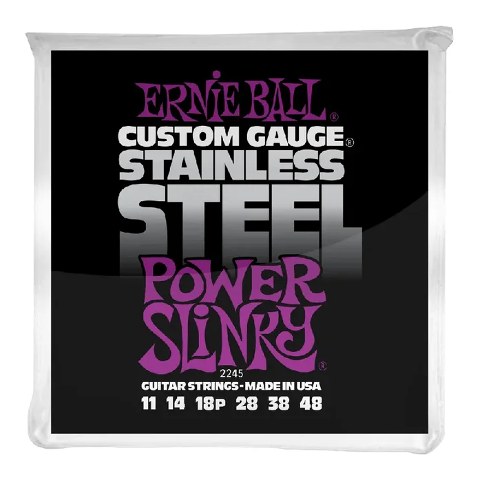 Ernie Ball 2245 Stainless Steel Electric Guitars Strings 11-48 Power Slinky