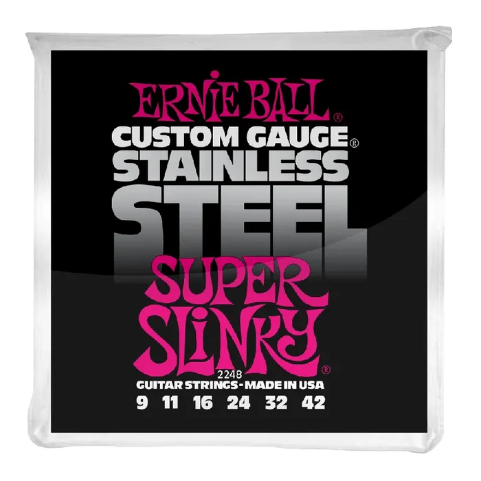 Ernie Ball 2248 Stainless Steel Electric Guitars Strings 9-42 Super Slinky